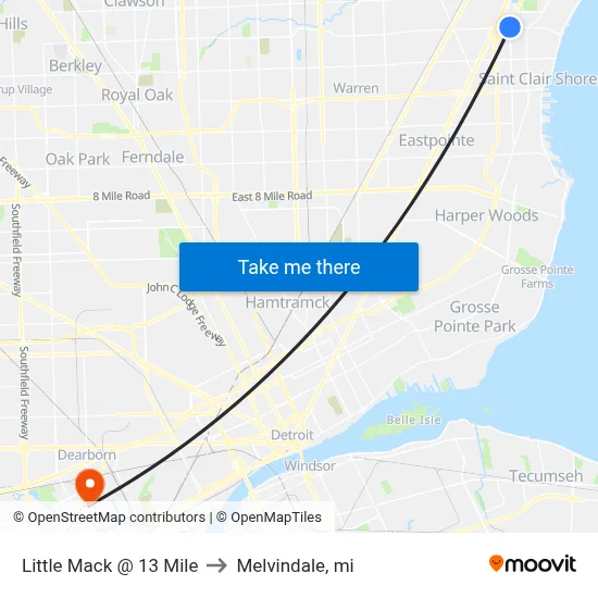 Little Mack @ 13 Mile to Melvindale, mi map