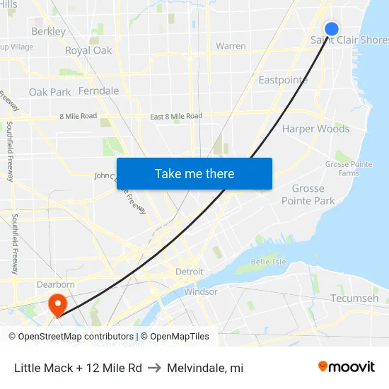 Little Mack + 12 Mile Rd to Melvindale, mi map