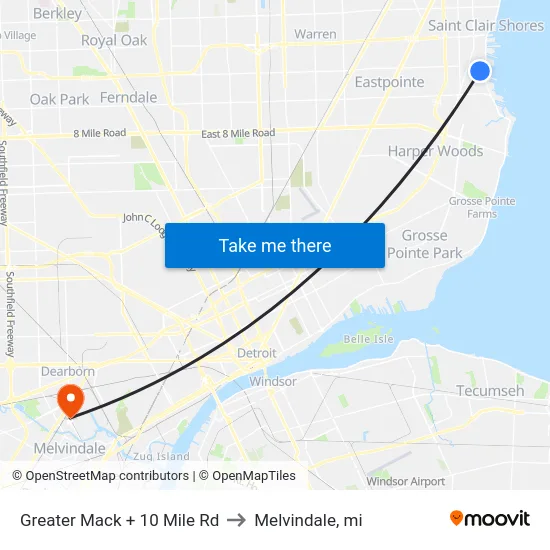 Greater Mack + 10 Mile Rd to Melvindale, mi map