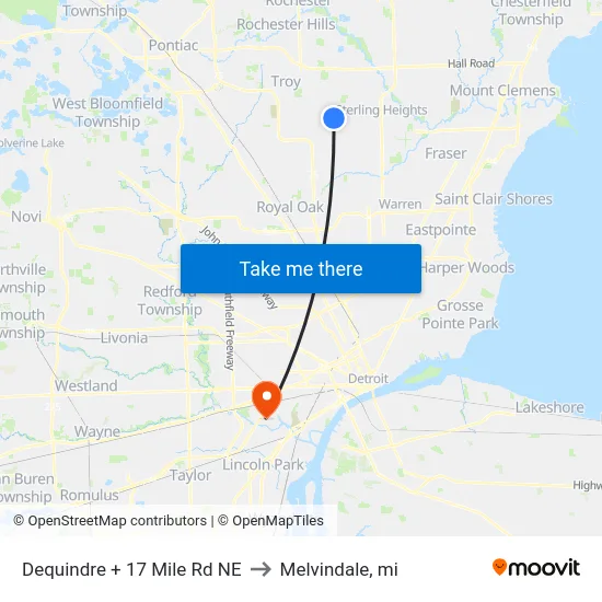 Dequindre + 17 Mile Rd NE to Melvindale, mi map