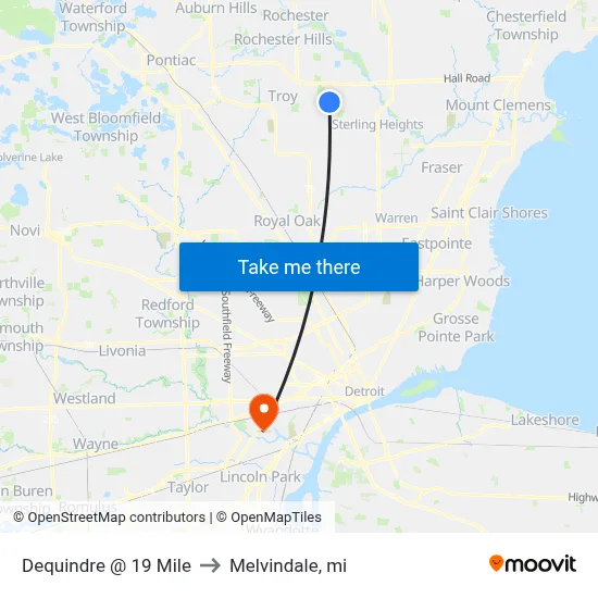 Dequindre @ 19 Mile to Melvindale, mi map