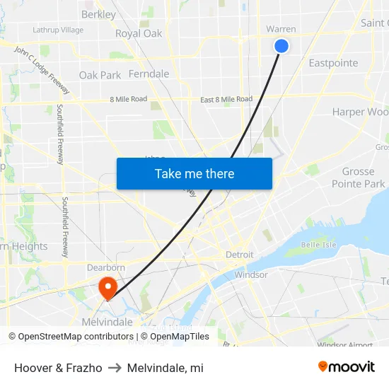 Hoover & Frazho to Melvindale, mi map