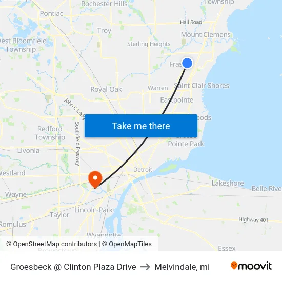 Groesbeck @ Clinton Plaza Drive to Melvindale, mi map