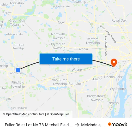 Fuller Rd at Lot Nc-78  Mitchell Field (1) to Melvindale, mi map