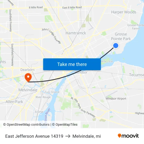 East Jefferson Avenue 14319 to Melvindale, mi map