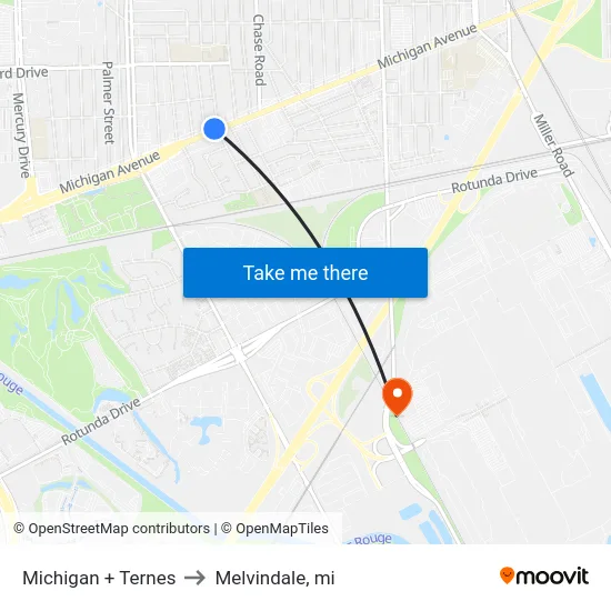 Michigan & Ternes to Melvindale, mi map