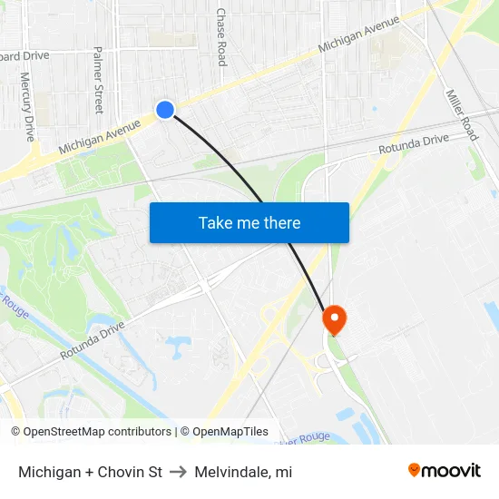 Michigan & Chovin to Melvindale, mi map