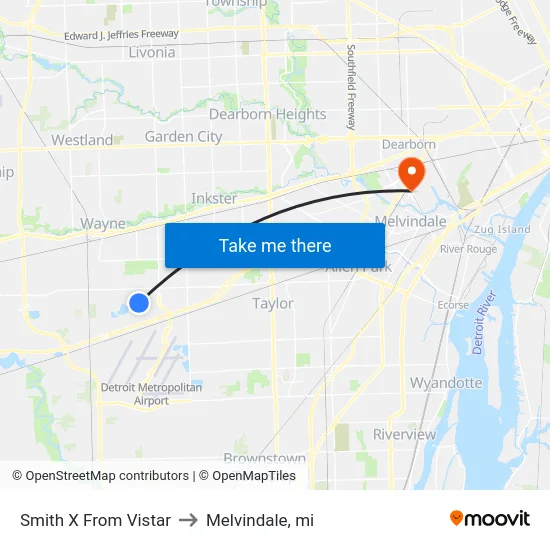 Smith @ Vistar to Melvindale, mi map