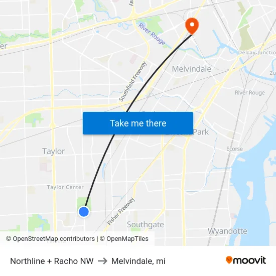 Northline & Racho NW to Melvindale, mi map