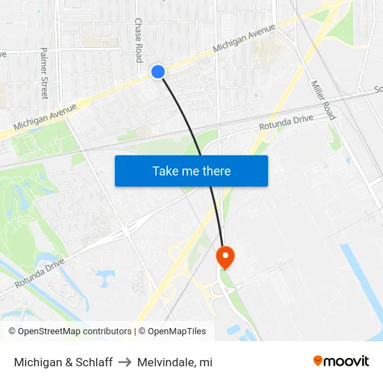 Michigan & Schlaff to Melvindale, mi map