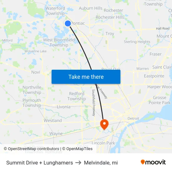 Summit Drive & Lunghamers to Melvindale, mi map