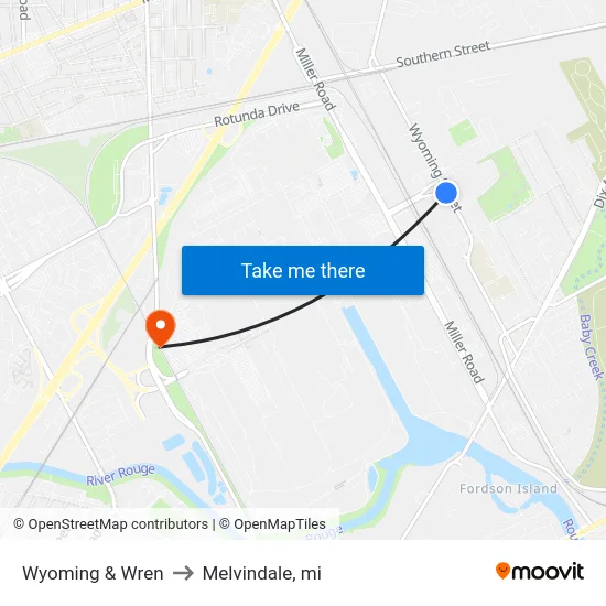 Wyoming & Wren to Melvindale, mi map