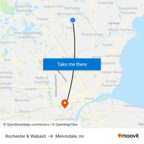 Rochester & Wabash to Melvindale, mi map