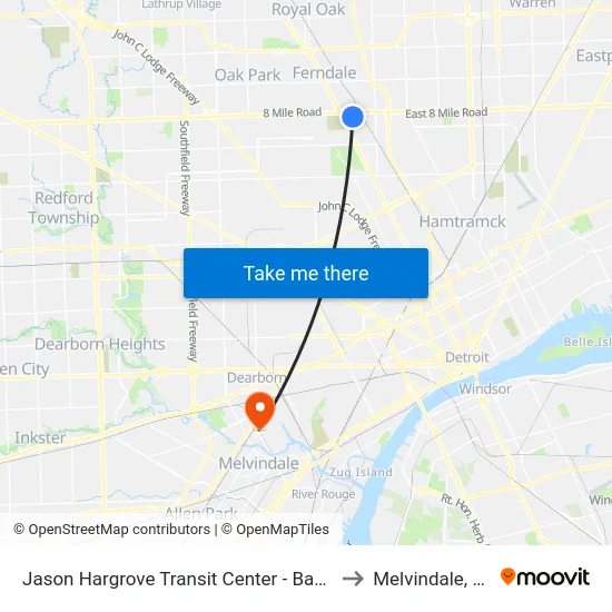 Jason Hargrove Transit Center - Bay 4 to Melvindale, mi map