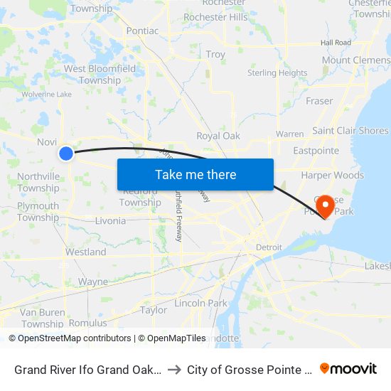 Grand River Ifo Grand Oaks Ctr to City of Grosse Pointe Park map