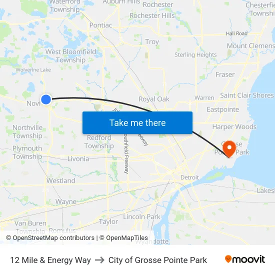 12 Mile & Energy Way to City of Grosse Pointe Park map
