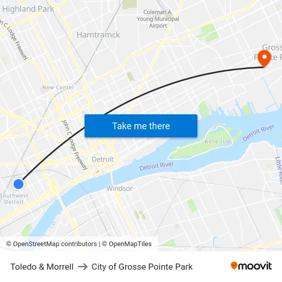 Toledo & Morrell to City of Grosse Pointe Park map