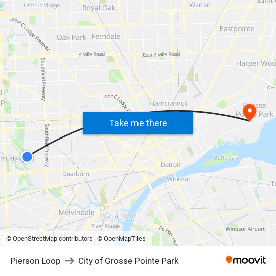 Pierson Loop to City of Grosse Pointe Park map