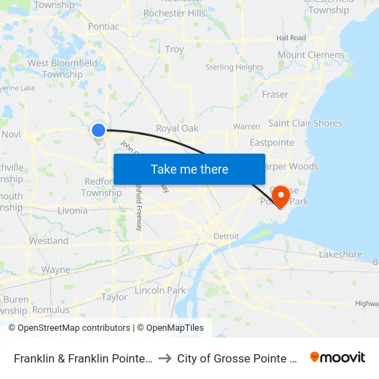 Franklin & Franklin Pointe Ns to City of Grosse Pointe Park map
