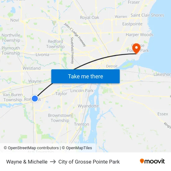 Wayne & Michelle to City of Grosse Pointe Park map