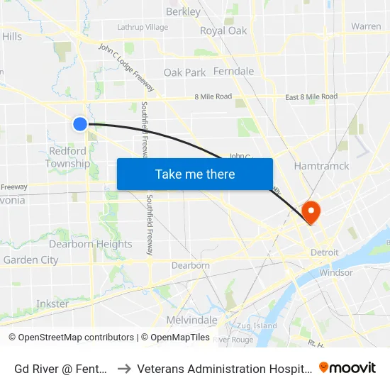 Gd River @ Fenton to Veterans Administration Hospital map