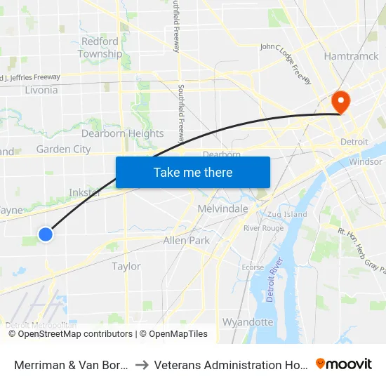 Merriman & Van Born Sb to Veterans Administration Hospital map