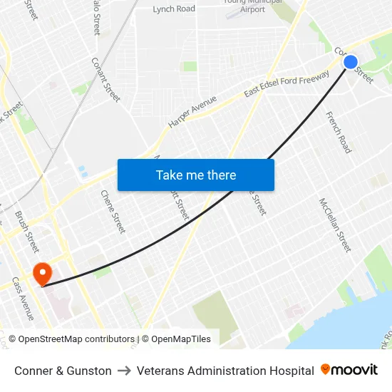Conner & Gunston to Veterans Administration Hospital map