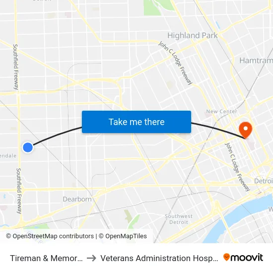Tireman & Memorial to Veterans Administration Hospital map