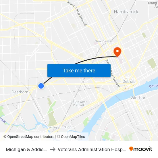 Michigan & Addison to Veterans Administration Hospital map