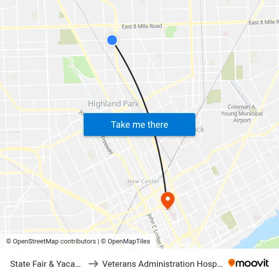 State Fair & Yacama to Veterans Administration Hospital map