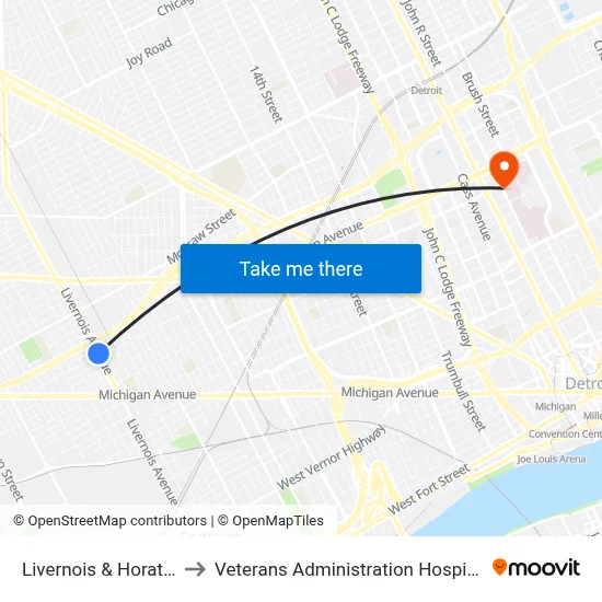 Livernois & Horatio to Veterans Administration Hospital map