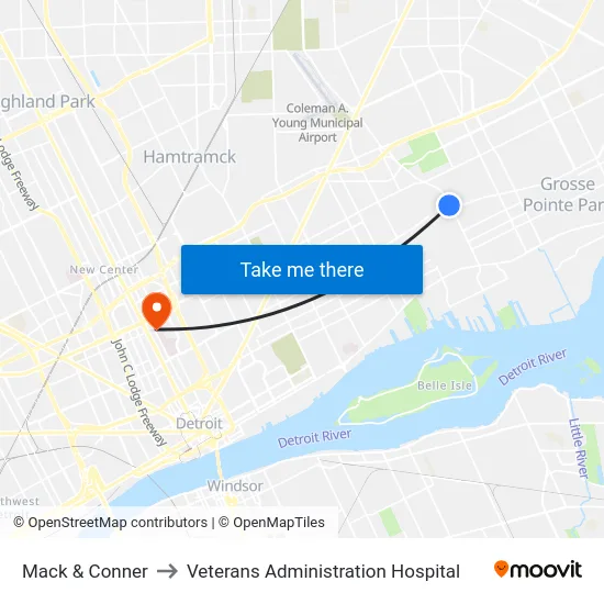 Mack & Conner to Veterans Administration Hospital map