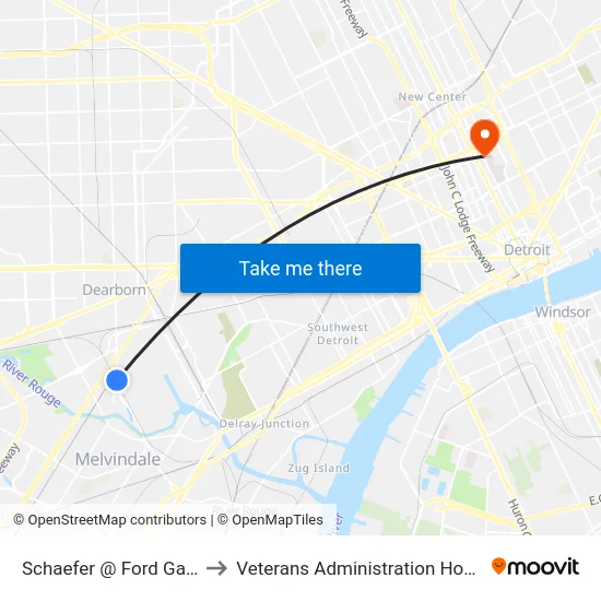 Schaefer @ Ford Gate 9 to Veterans Administration Hospital map