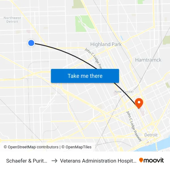 Schaefer & Puritan to Veterans Administration Hospital map