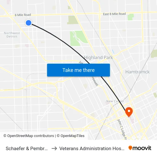 Schaefer & Pembroke to Veterans Administration Hospital map