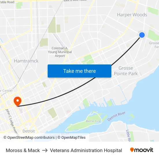 Moross & Mack to Veterans Administration Hospital map