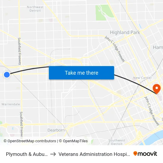 Plymouth & Auburn to Veterans Administration Hospital map