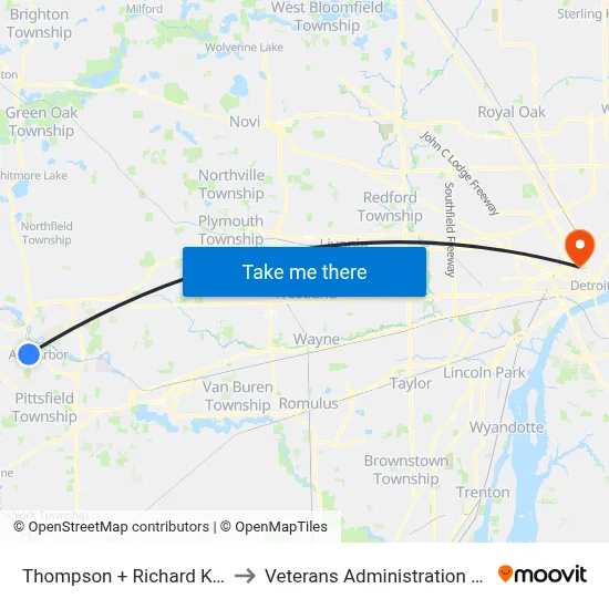 Thompson + Richard Kennedy to Veterans Administration Hospital map