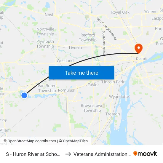 S - Huron River at Schooner Cove to Veterans Administration Hospital map