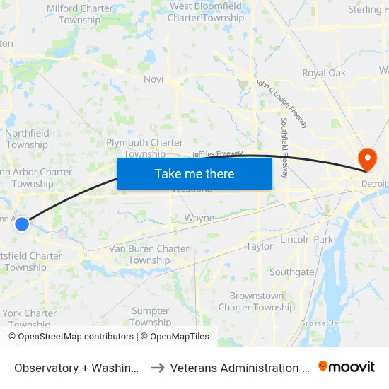 Observatory + Washington Hts to Veterans Administration Hospital map