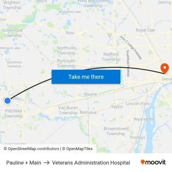Pauline + Main to Veterans Administration Hospital map