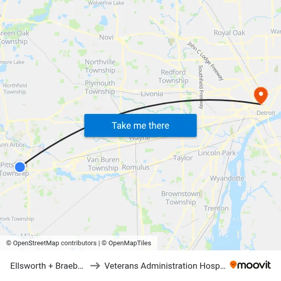 Ellsworth + Braeburn to Veterans Administration Hospital map