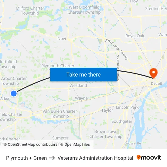 Plymouth + Green to Veterans Administration Hospital map