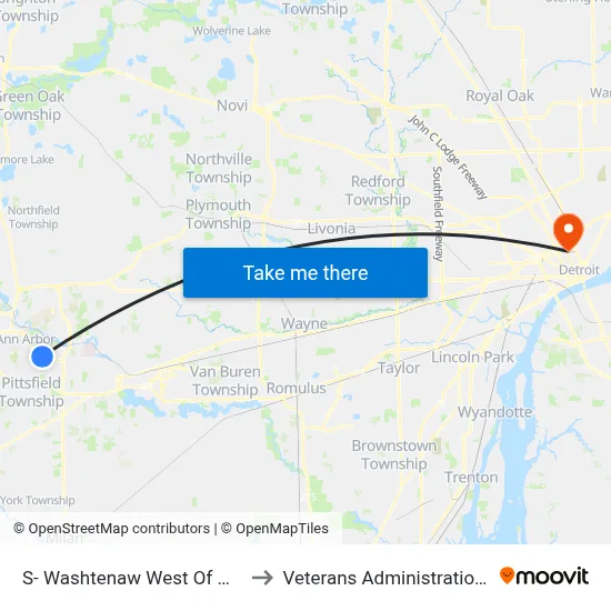 S- Washtenaw West Of Manchester to Veterans Administration Hospital map