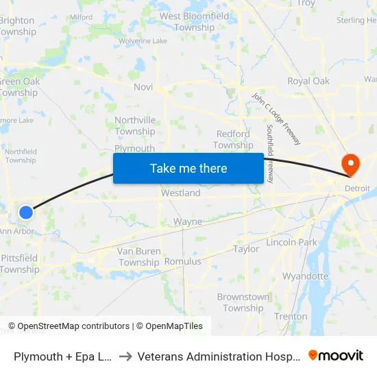 Plymouth + Epa Lab to Veterans Administration Hospital map