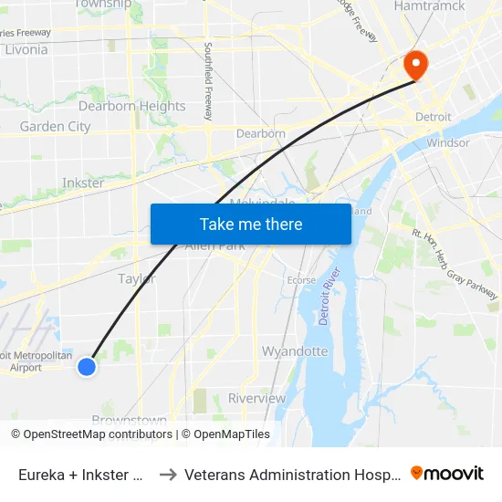 Eureka & Inkster NW to Veterans Administration Hospital map