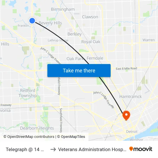 Telegraph @ 14 Mile to Veterans Administration Hospital map