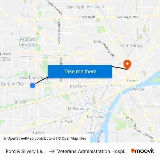 Ford & Silvery Lane to Veterans Administration Hospital map
