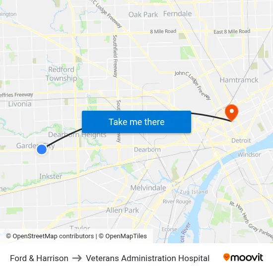 Ford & Harrison to Veterans Administration Hospital map