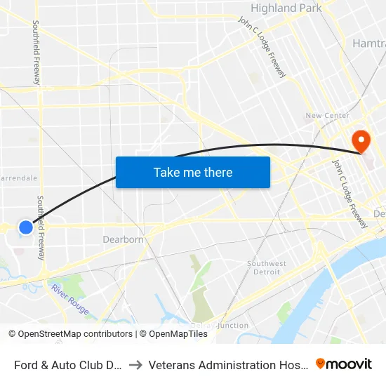 Ford & Auto Club Drive to Veterans Administration Hospital map